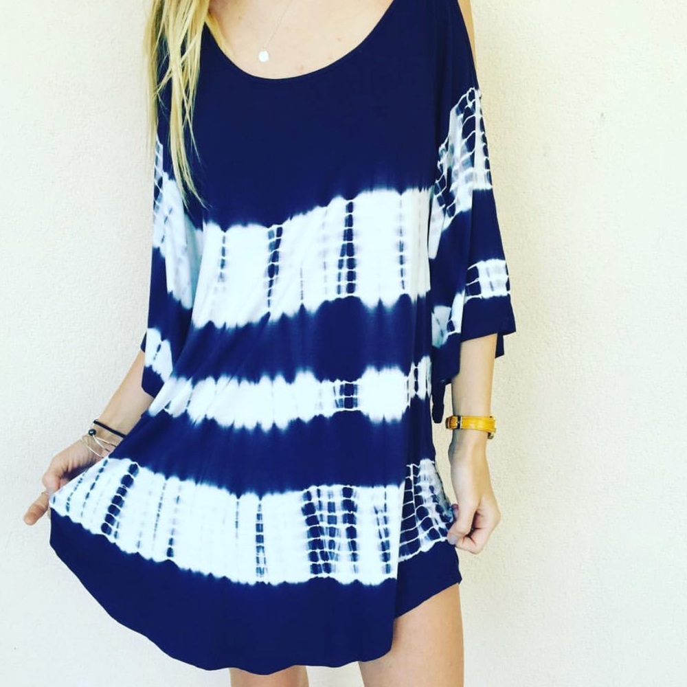 Tye dye black loose short dress